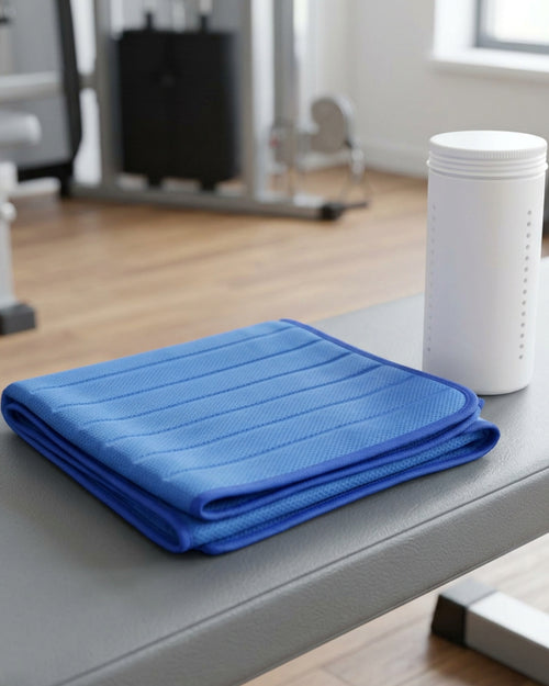 Rmba Embossed PVA Cooling Towel with Ventilated Case Cobalt - Lifestyle view